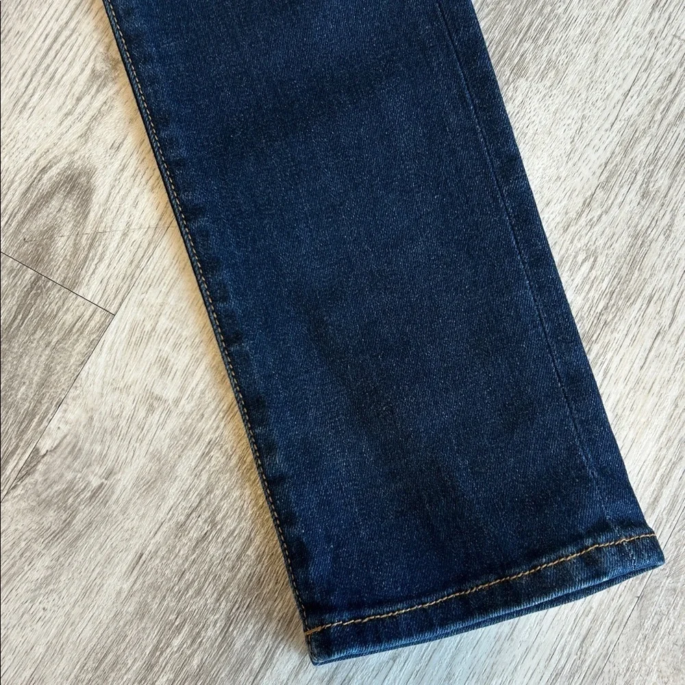 Veronica Beard Brooke 8.5” Low Rise Skinny Jean Dark Wash Gold Stitch Denim | 26